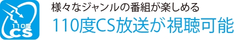 様々なジャンルの番組が楽しめる
                    110度CS放送が視聴可能